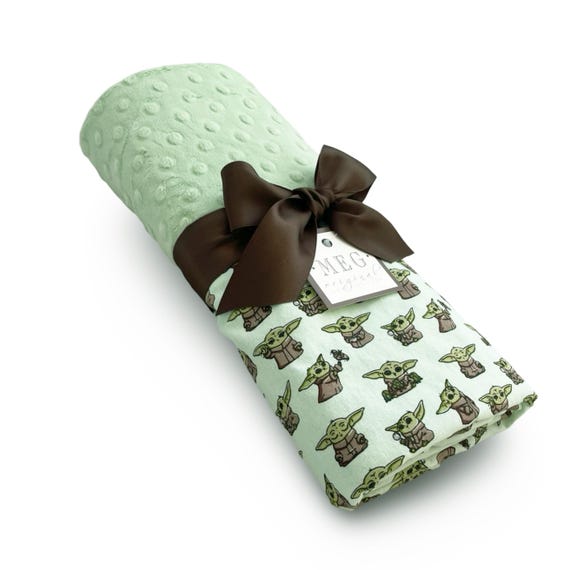 Star Wars Theme Baby Blanket { BABY YODA } Gender Neutral-Unisex-Boy-Girl Shower Gift + Option to Personalize with Name or Initials Monogram