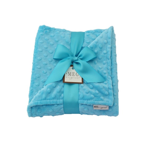 Turquoise Blue Minky Dot Baby Blanket { Boys, Girls, Gender Neutral, Unisex } Option to Personalize Gift with Name or Initials Monogram,