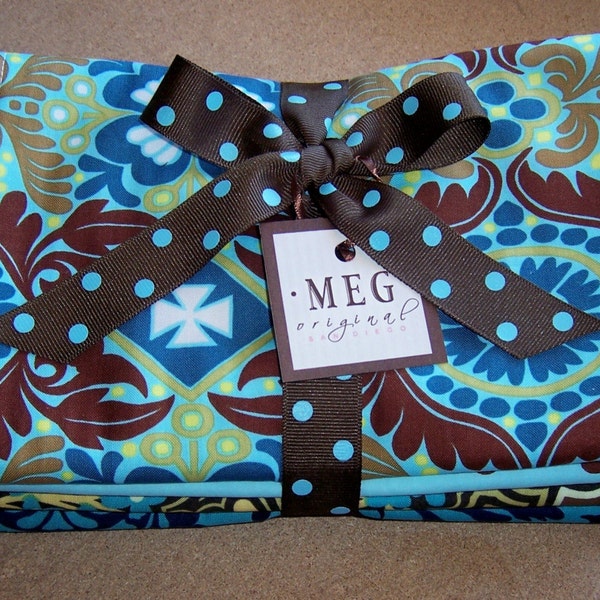 Blue and Brown Chenille Baby Burp Cloth Set