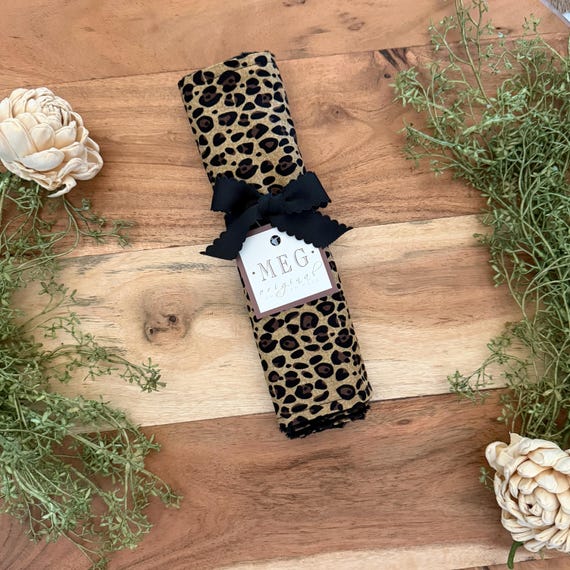 Baby Burp Cloths - Leopard Print - Option to Personalize with Embroidered Name or Initials