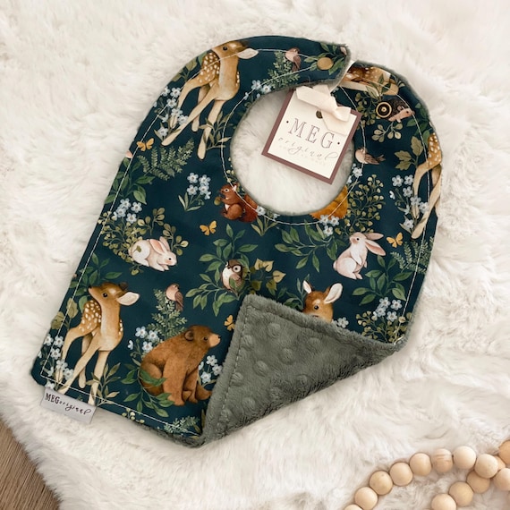 Baby-to-Toddler Adjustable & Absorbent Snap Bib, Forest Dreams in Green