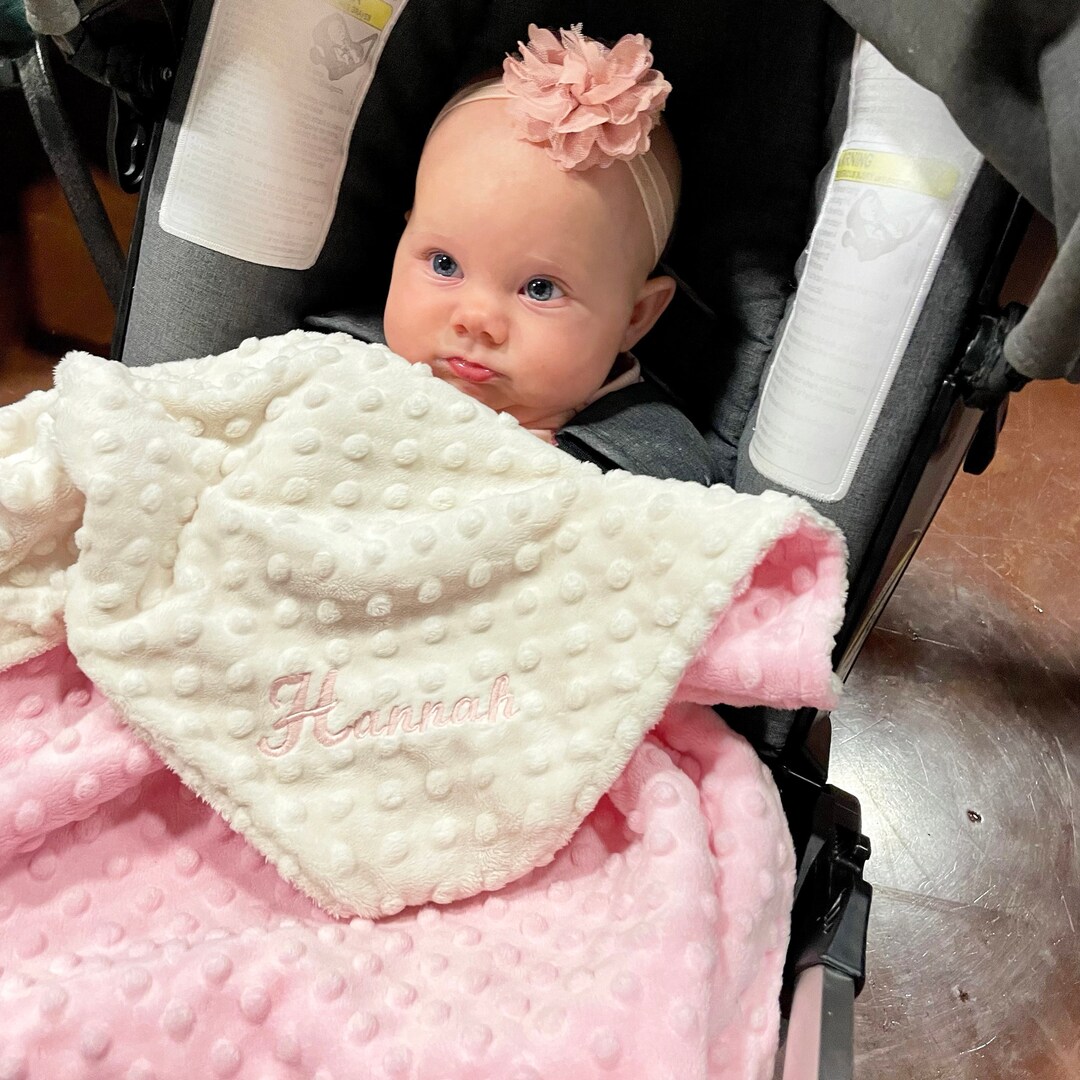 Ivory & Pink Minky Dot Baby Girl Blanket With Option to Etsy