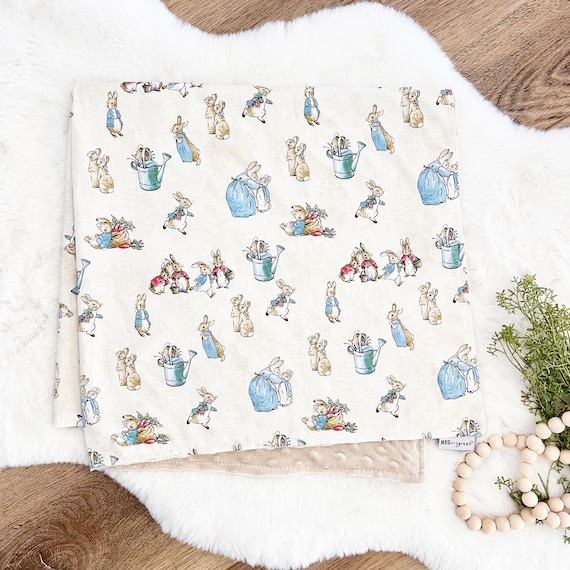 Peter Rabbit Baby Blanket / Beatrix Potter Theme - Gender Neutral/ Unisex/ Boy/ Girl Easter or Shower Gift + Option to Personalize with Name