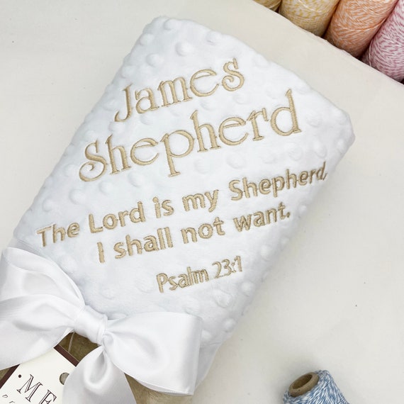 Christian Bible Verse of Your Choice on Minky Baby Blanket - Custom Embroidery for Christening, Baptism, Dedication Gift, Boy /Girl /Unisex