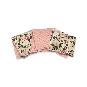 Peach Floral Baby Girl Burp Cloth Set of 3, Absorbent Cotton & Soft Minky Burping Cloths with Option to Personalize with Name or Monogram image 2
