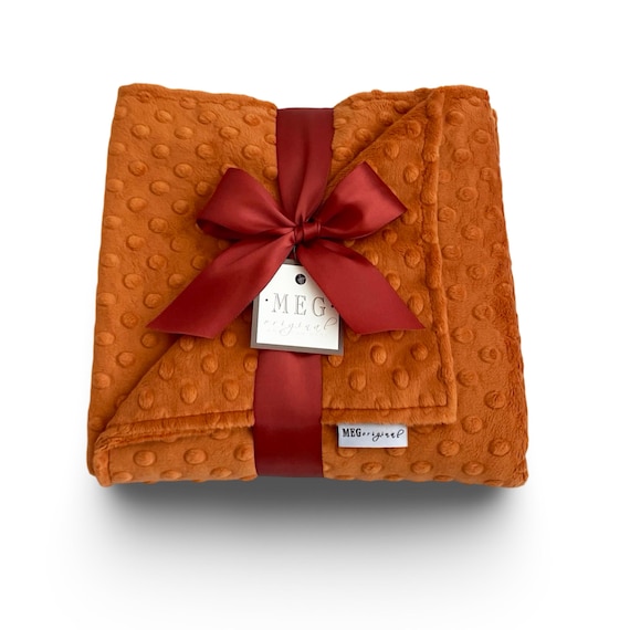 Rust Minky Dot Baby Blanket, Choose Size - Security, Stroller, or Crib Blanket - Gender Neutral/Unisex Personalized with Name or Monogram