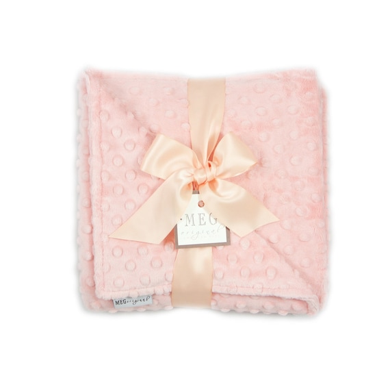 Peach Minky Dot Baby Girl Blanket { Baby Shower Gift } Option to Personalize with Name or Initials - Crib, Stroller, Child, or Lovey Size