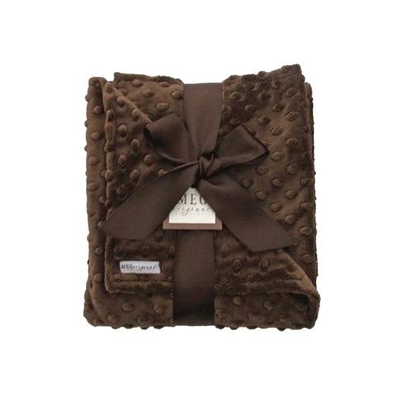 Chocolate Brown Minky Dot Baby Blanket, Choose Size - Security, Stroller, or Crib Blanket - Personalized with Name or Monogram