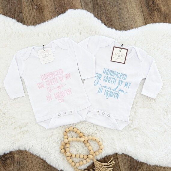 Handpicked for Earth by my Grandma/Grandpa/Uncle/Your Choice in Heaven Custom Personalized Newborn Baby Onesie