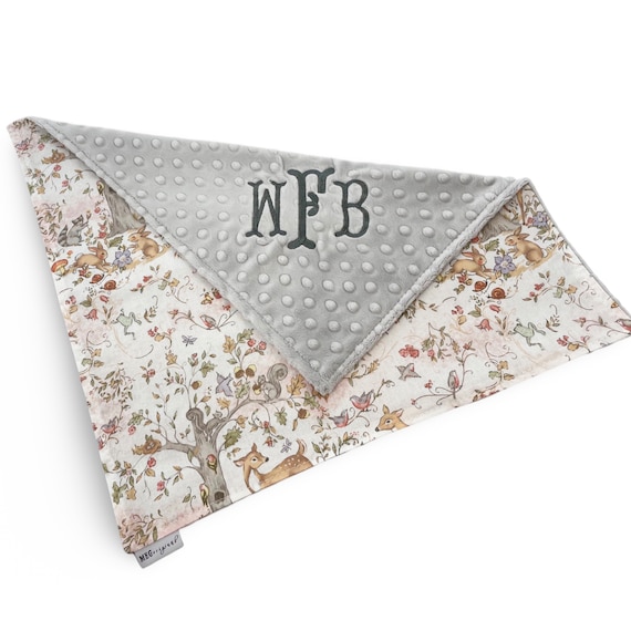 Woodland Meadows Baby Blanket / Sweet Forest Animals - Gender Neutral / Unisex / Boy Girl Shower Gift + Option to Personalize with Name