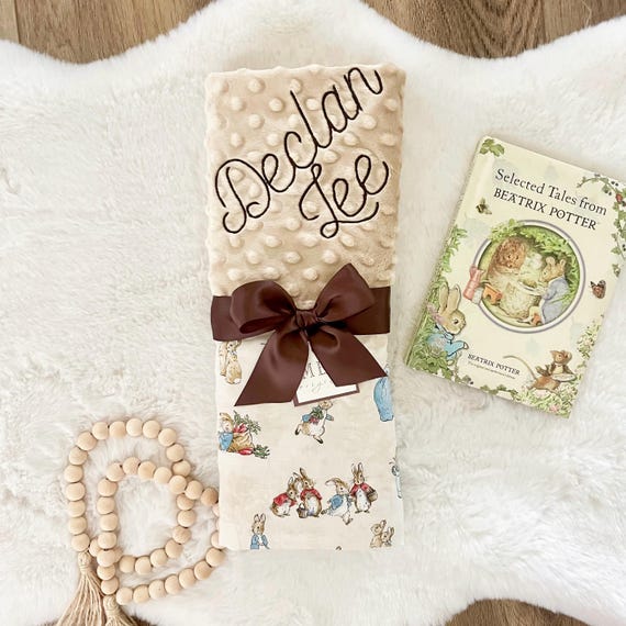 Peter Rabbit Baby Blanket / Beatrix Potter Theme - Gender Neutral/ Unisex/ Boy/ Girl Easter or Shower Gift + Option to Personalize with Name