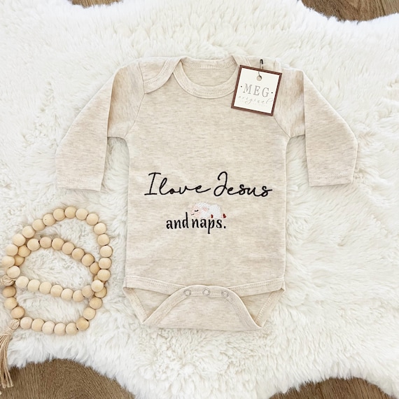 Embroidered Baby Bodysuit { I Love Jesus and Naps } Christian Gift
