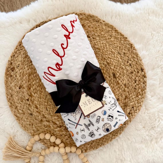 Star Wars Theme Baby Blanket - Gender Neutral / Unisex / Boy / Girl Shower Gift + Option to Personalize with Name or Initials Monogram