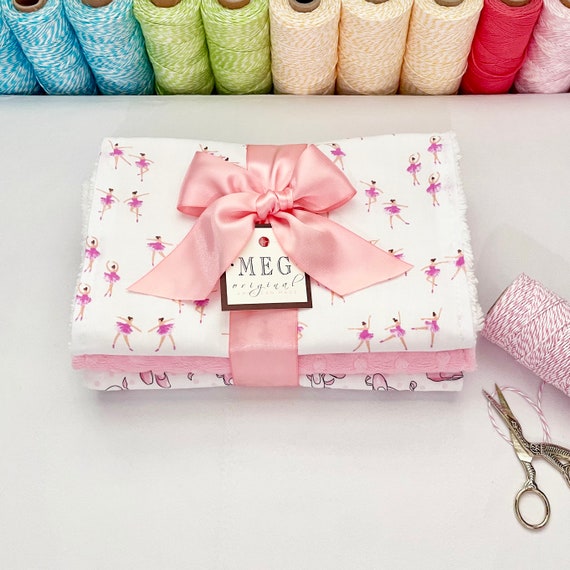 Ballet Theme Baby Girl Burp Cloth Set of 3 in Pink & White, Ballerina Burping Cloths + Option to Personalize with Name or Initials Monogram