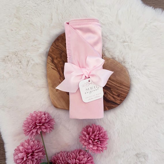 Baby Girl Security Blanket / Lovey with Loop { Soft Blush Pink Velour & Satin } Option to Personalize with Name / Initials Monogram