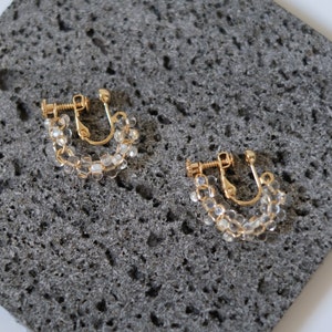 Clear Glass Beads Earrings, Gold Hoop Earrings, Fresh Style Jewelry, Chic and Elegant, Versatile Design, Perfect for Any Occasion, Casual Elegance, Formal Events, Timeless Earrings, Sophisticated Accessories, Fashion Jewelry, Elegant Beads