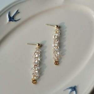 Clear Glass Beads Earrings, Gold Hoop Earrings, Fresh Style Jewelry, Chic and Elegant, Versatile Design, Perfect for Any Occasion, Casual Elegance, Formal Events, Timeless Earrings, Sophisticated Accessories, Fashion Jewelry, Elegant Beads