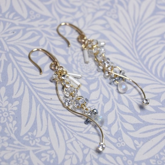 Sparkling Zircon Earrings Beaded Earrings 14K Gold Long Earrings Luxurious and Stylish Jewelry Perfect for Special Occasions