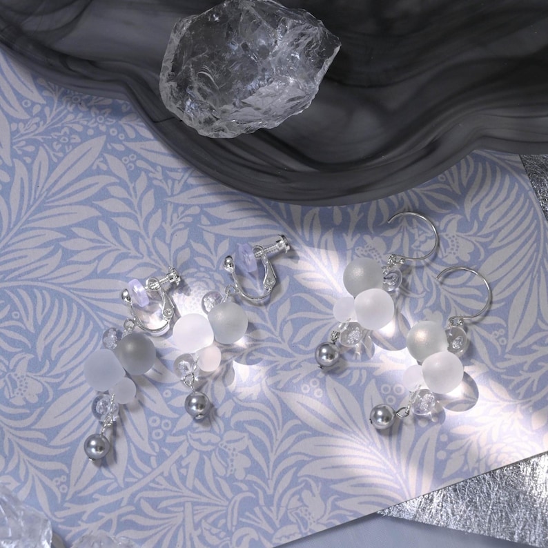 Bubble Earrings, Glass Bead Earrings, Silver Jewelry, Cloud-Inspired Earrings, Frosted Bead Earrings, Transparent Dewdrop Earrings, Celestial Accessories, Ethereal Fashion, Pearl Beaded Earrings, Handmade Statement Jewelry, Unique Aesthetic Earrings, Floating Bubble Design, Modern Minimalist Earrings, Lightweight Dangle Earrings, Dreamy Fashion Accessories, Silver-Toned Jewelry, Elegant Glass Earrings, Cloud-Like Floating Earrings, Artistic Handmade Jewelry
