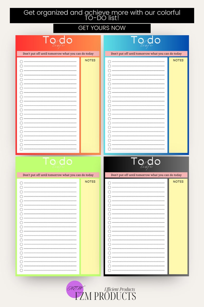 Colorful To Do List, Les listes de tâches quotidiennes colorées et INSPIRATIONNELLES augmentent la productivité et restent organisées image 2