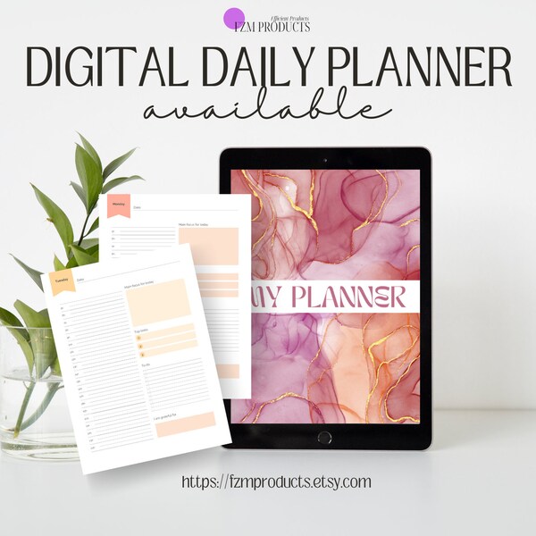 Daily Planner Goodnotes Template,printable planner Colorful Modern Marble Planner Cover, iPad Planner, Digital Journal Pdf, Simple