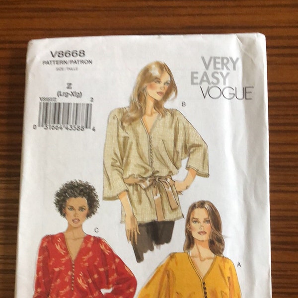 Vogue V8668- Women's Tops and Blouses Sewing Pattern- Sizes L-XL