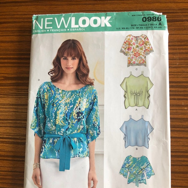 New Look 0986- Women's Tops Sewing Pattern- Sizes XS-XL