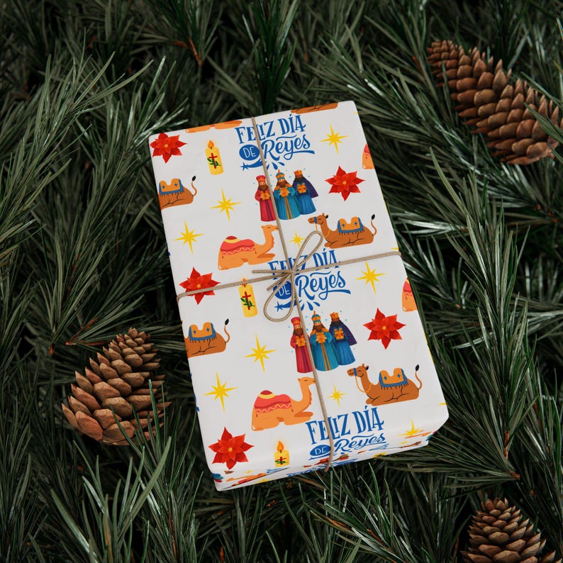 Feliz Día de Reyes Wrapping Paper | Three Kings Day Gift Wrap | Reyes Magos Holiday Paper | Puerto Rico Christmas Gift Wrap Roll image 8