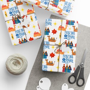 Feliz Día de Reyes Wrapping Paper | Three Kings Day Gift Wrap | Reyes Magos Holiday Paper | Puerto Rico Christmas Gift Wrap Roll image 2