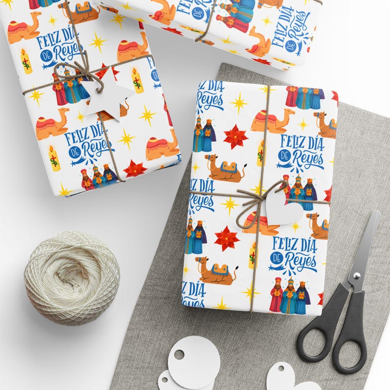 Feliz Día de Reyes Wrapping Paper | Three Kings Day Gift Wrap | Reyes Magos Holiday Paper | Puerto Rico Christmas Gift Wrap Roll image 2