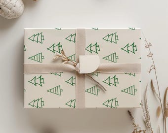 Minimalistisches Weihnachtsbaum Geschenkpapier | Urlaub Geschenkpapier Rolle