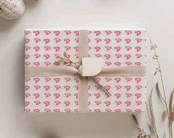Valentines Day Wrapping Paper | Pink Hearts Gift Wrap Romantic Love Anniversary Girlfriend Present