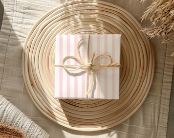 Papel de regalo a rayas rosas / Lindo rollo de papel de regalo para ella, papel de regalo rosa femenino para cumpleaños, fiestas, baby shower y más