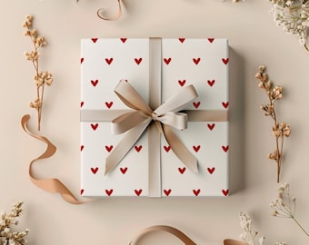 Heart Wrapping Paper Roll Cute Valentines Day Gift Wrap Pretty Love Pattern Anniversary Paper Luxury Gift Wrapping Sheet for Her