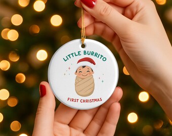 Little Burrito Baby First Christmas Ornament | Baby's First Christmas 2025 | Cute Newborn Ornament | Baby Shower Gift | Christmas Keepsake