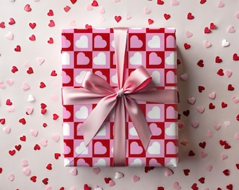Heart Wrapping Paper Roll | Cute Gift Wrap, Valentine Birthday Present, Custom Wrapping Paper