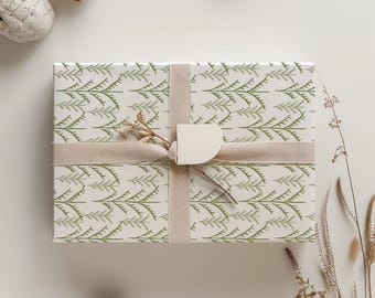 Minimalist Pine Tree Wrapping Paper | Modern Christmas Gift Wrap Roll, Cute Holiday Forest Wrapping Paper, Festive Green Tree Gift Wrap
