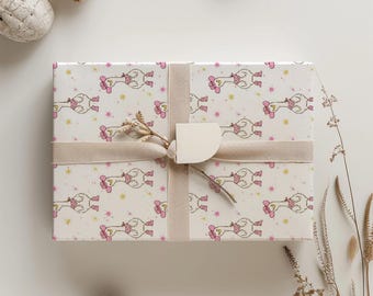 Cowgirl Silly Goose Wrapping Paper | Pink Baby Girl Gift Wrap One Birthday Shower