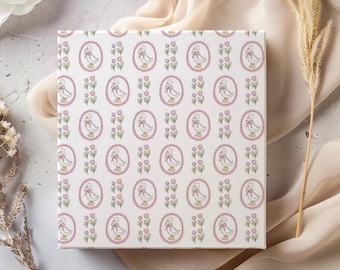 Tulip Goose Gift Wrap | Elegant Farm Goose & Pink Florals | Baby Girl Wrapping Paper