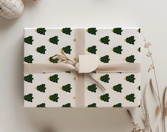 Christmas Tree Wrapping Paper | Festive Holiday Gift Wrap | Cute Christmas Gift Wrapping Paper Roll | Green Tree Wrapping Paper Sheets
