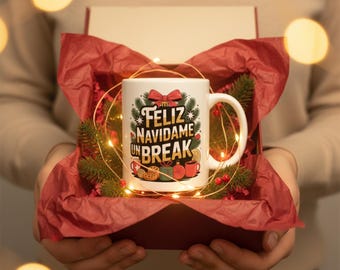 Feliz NaviDame Un Break Mug | Funny Spanish Christmas Mug | Taza de Navidad | Holiday Gift | Regalo de Navidad | Coffee Mug