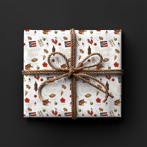 Puerto Rico Wrapping Paper | Tropical Island Gift Wrap Roll | Custom Caribbean Holiday Present Sheets | Festive Design