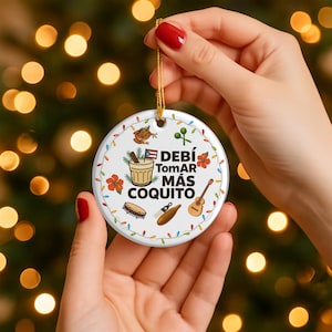 Coquito Puerto Rico Christmas Ornament | Puerto Rican Xmas Decor | Spanish Navidad Ornament | Funny Feliz Navidad Gift | Puerto Rican Gifts