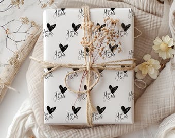 Inpakpapier romantisch hart | Cadeauverpakking jubileum | Aangepaste rol met liefdesthema | Valentijnscadeau voor hem