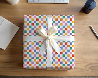 Retro dambord inpakpapier | Kerstcadeauverpakking | Rol inpakpapier | Unieke cadeauverpakkingen voor de feestdagen