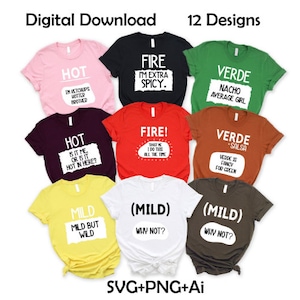 12 Group Halloween SVG Taco Sauce Designs | Matching Hot Sauce Costume Party PNG, SVGs | 2023 Halloween Shirt Cut Files, Sublimation, Labels