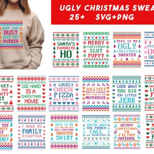 Pacchetto di maglioni natalizi in formato svg per la famiglia, maglione natalizio brutto in formato svg, Buon Natale Ya Filthy Animal in formato svg, magliette divertenti per la famiglia in formato svg