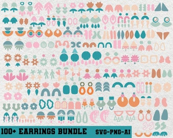 Boho Earrings Svg, Earrings Bundle Svg, Faux Leather Earring, Leaf Earrings SVG, Earring Template, Silhouette Cut Files, Cricut Cut Files