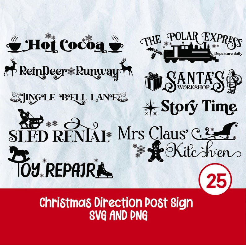 Christmas Direction Post Signs SVG, Christmas Bundle Files, DIY ...