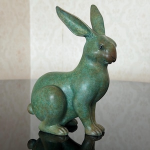 Silent Hare Hand-Cast Solid Brass Rabbit Sculpture, 15*8*20cm image 9